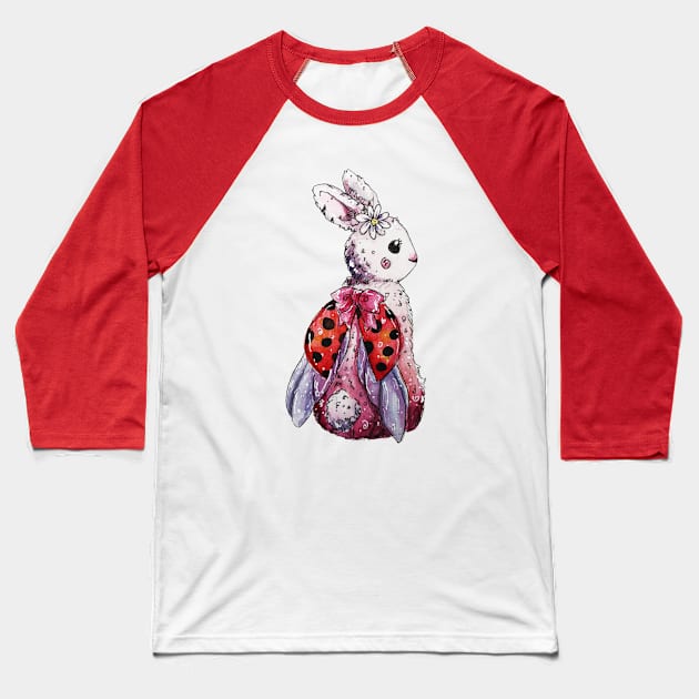 Ladybug Bunny Baseball T-Shirt by aquabun